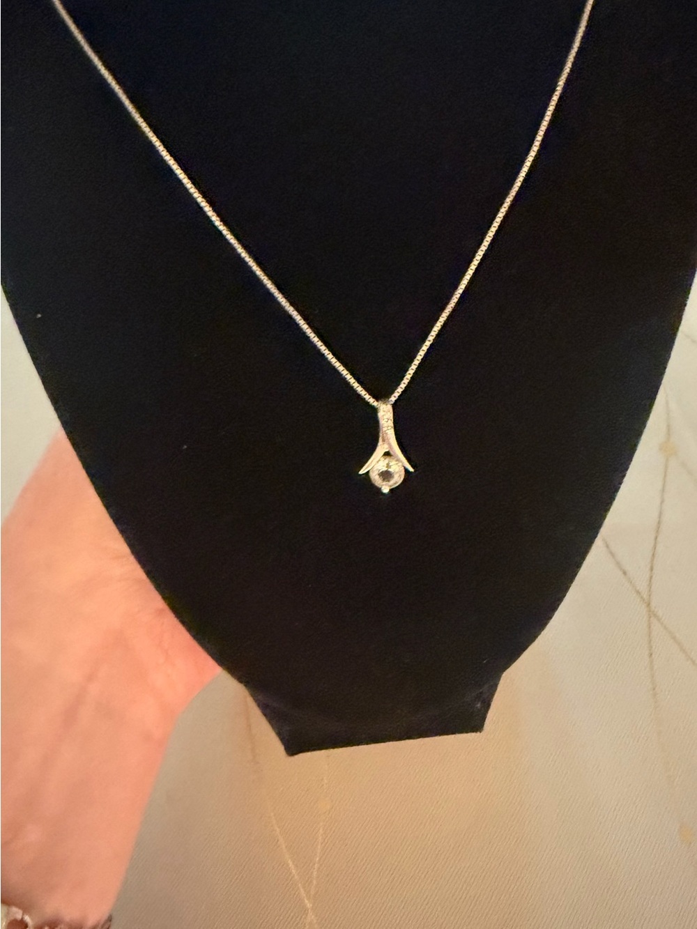 Elegant Sterling Silver Necklace with Aquamarine pendant and Diamond accents
